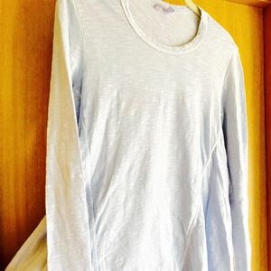 WILT BLUE SLUB-COTTON LONG SLEEVE TEE